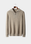 REFINED CASHMERE RIBBED HALF-ZIP SWEATER