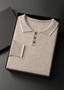 REFINED CASHMERE TWO-TONE BUTTON POLO